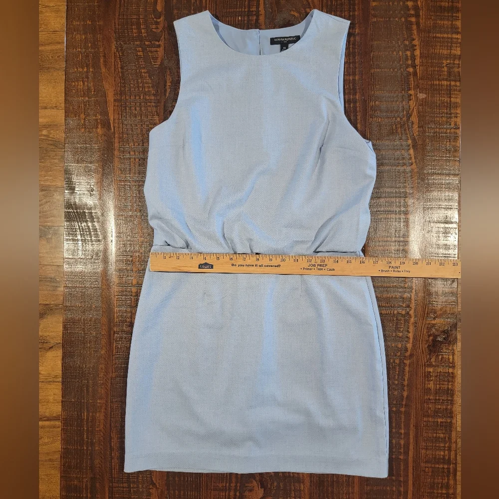 Banana Republic Sculpted‎ Blousant-Waist Mini Dress Size 10 EUC Blue Stretch